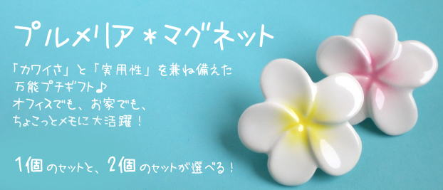 プルメリアマグネット かわいさと実用性を兼ね備えた万能プチギフト♪オフィスでも、お家でも、ちょこっとメモに大活躍!